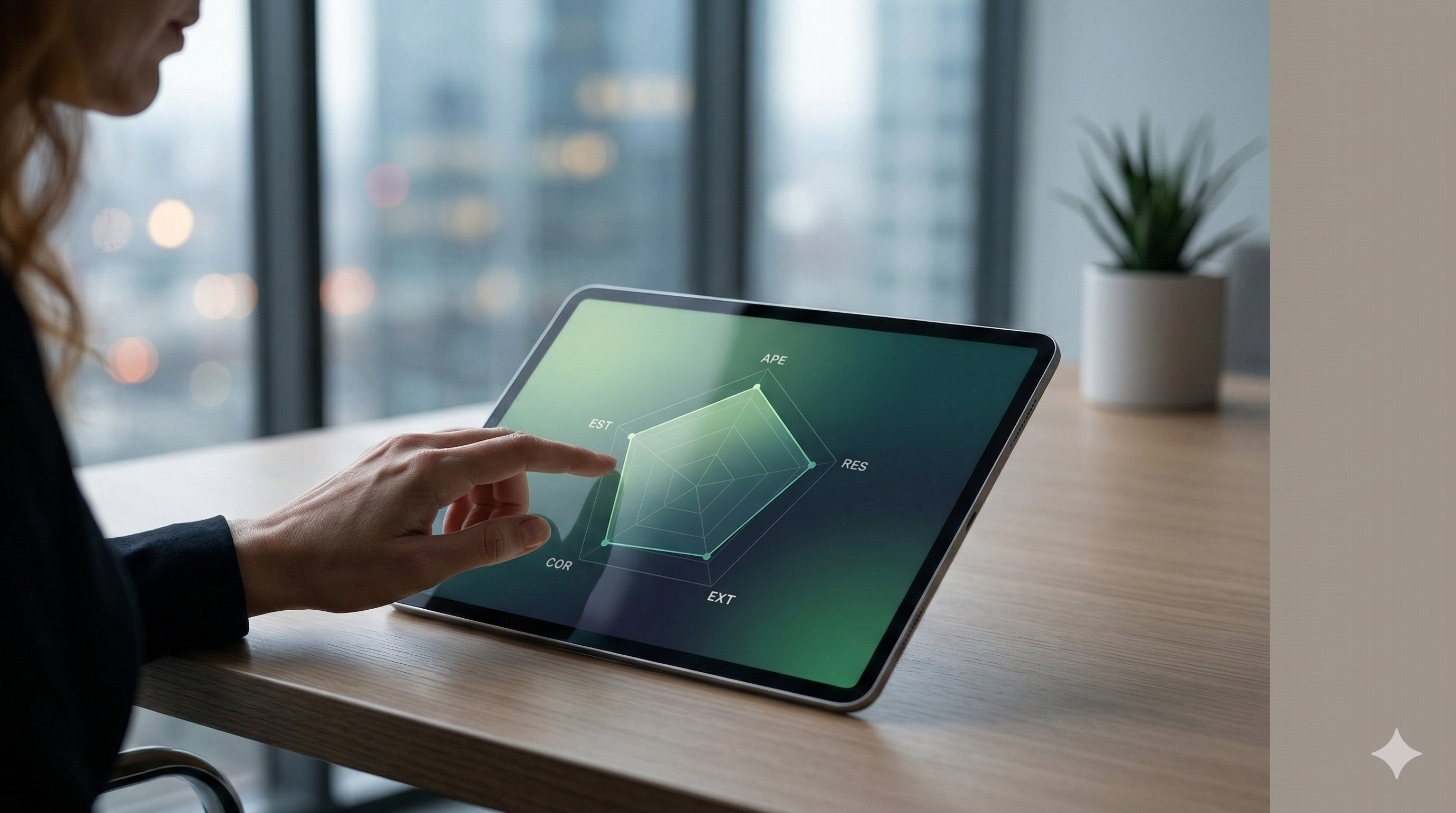 SmartPeople4 en tablet con gráfico de radar